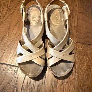 Bussola Tan Leather Strappy Wedge Sandals